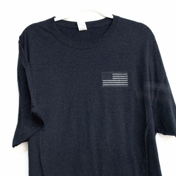 Palmetto Moon Navy Blue T-Shirt With American Flag Graphic Short Sleeve Crew Nec - Picture 4 of 8